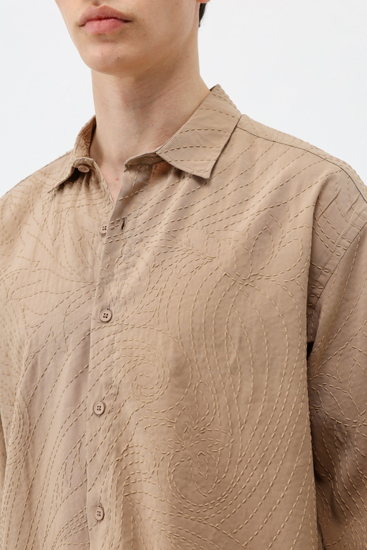 Oversized Shirt with Stitching Details