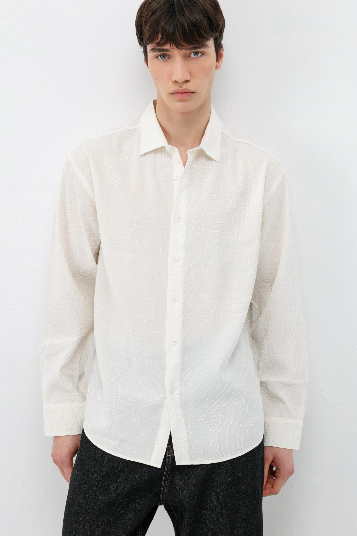 Oversized Shirt with Stitching Details