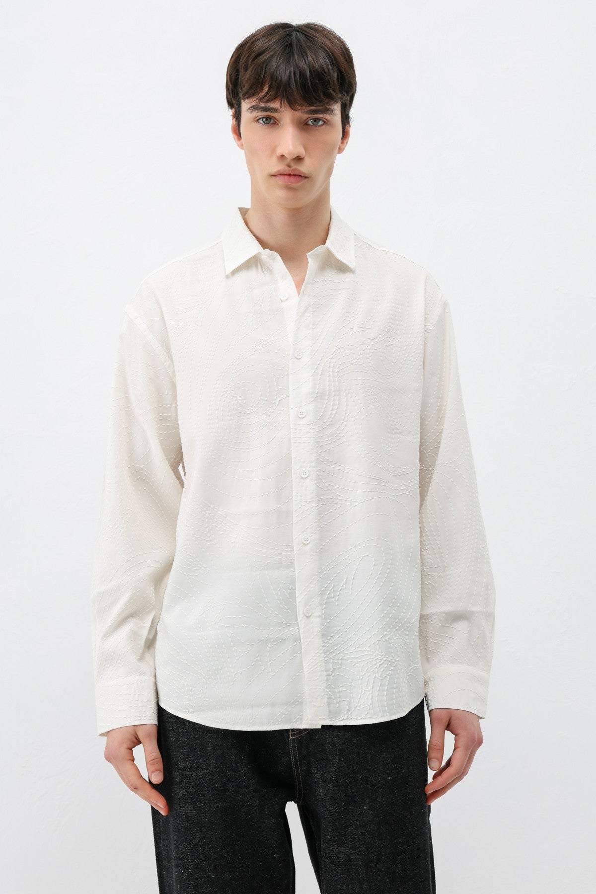 Oversized Shirt with Stitching Details