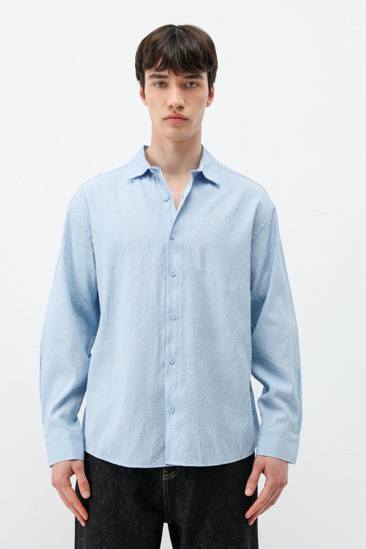 Oversized Shirt with Stitching Details