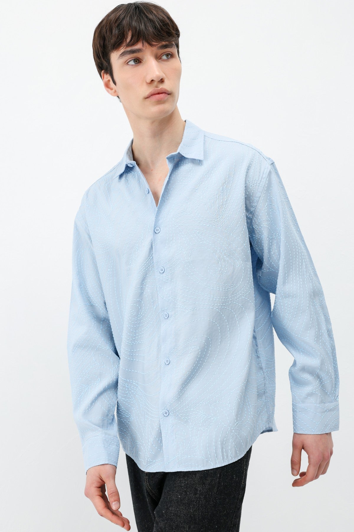 Oversized Shirt with Stitching Details