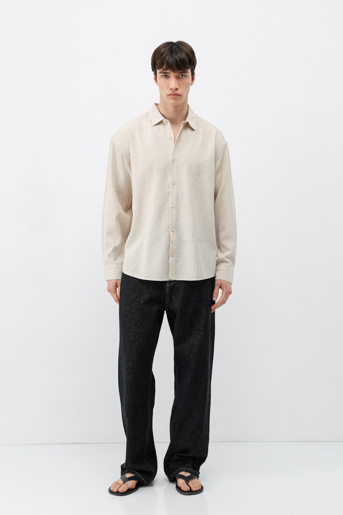 Oversized Shirt with Stitching Details