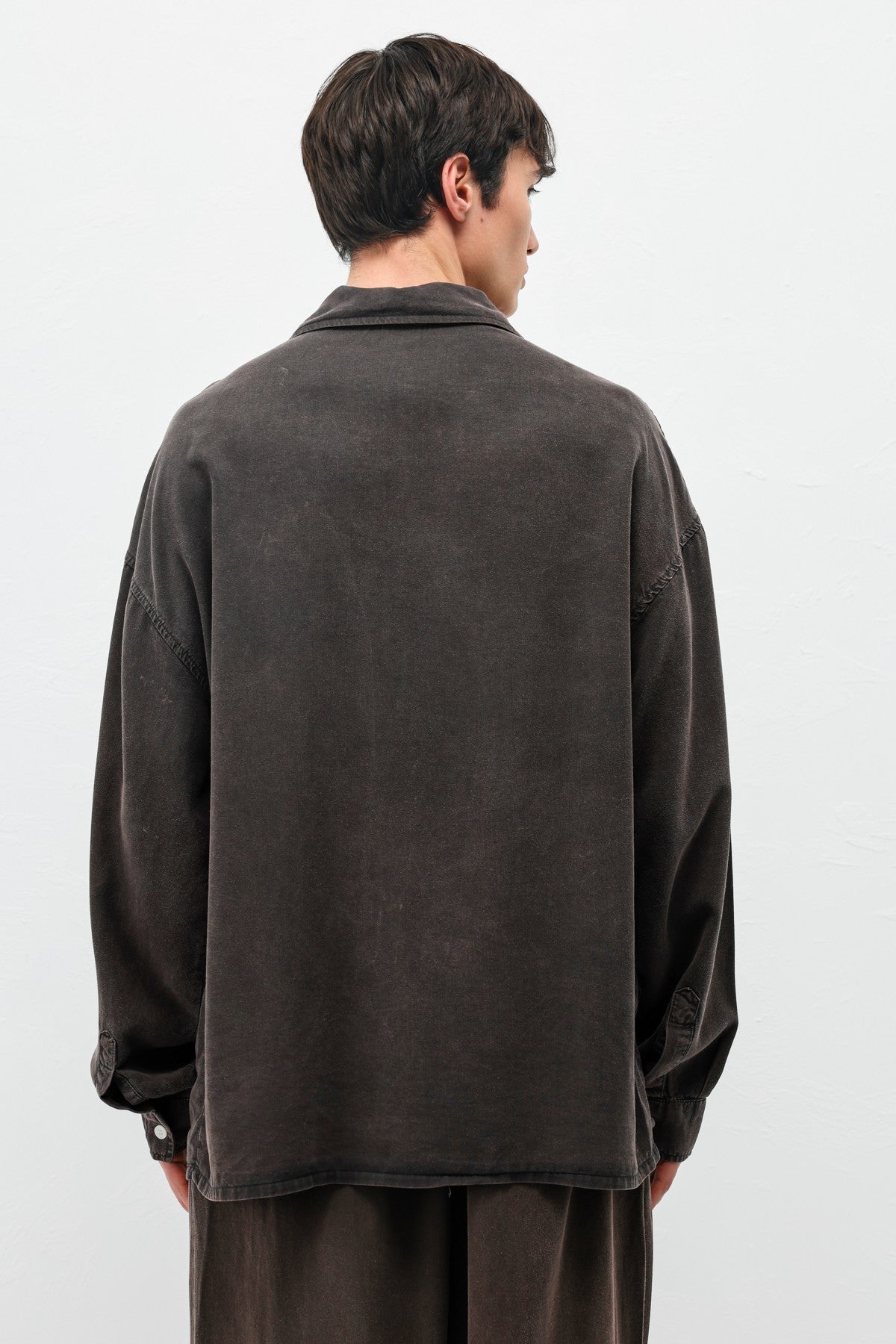 Oversized Shirt with Washed Finish and Pocket Details