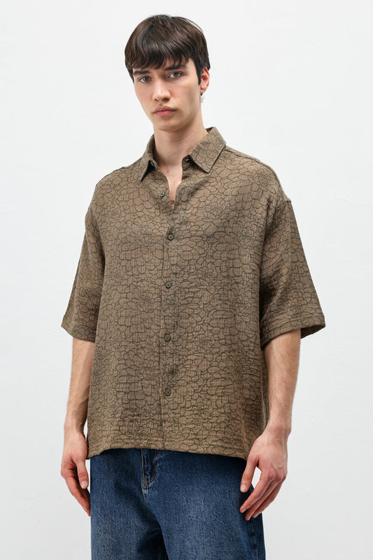 Oversized Patterned Short-Sleeve Shirt