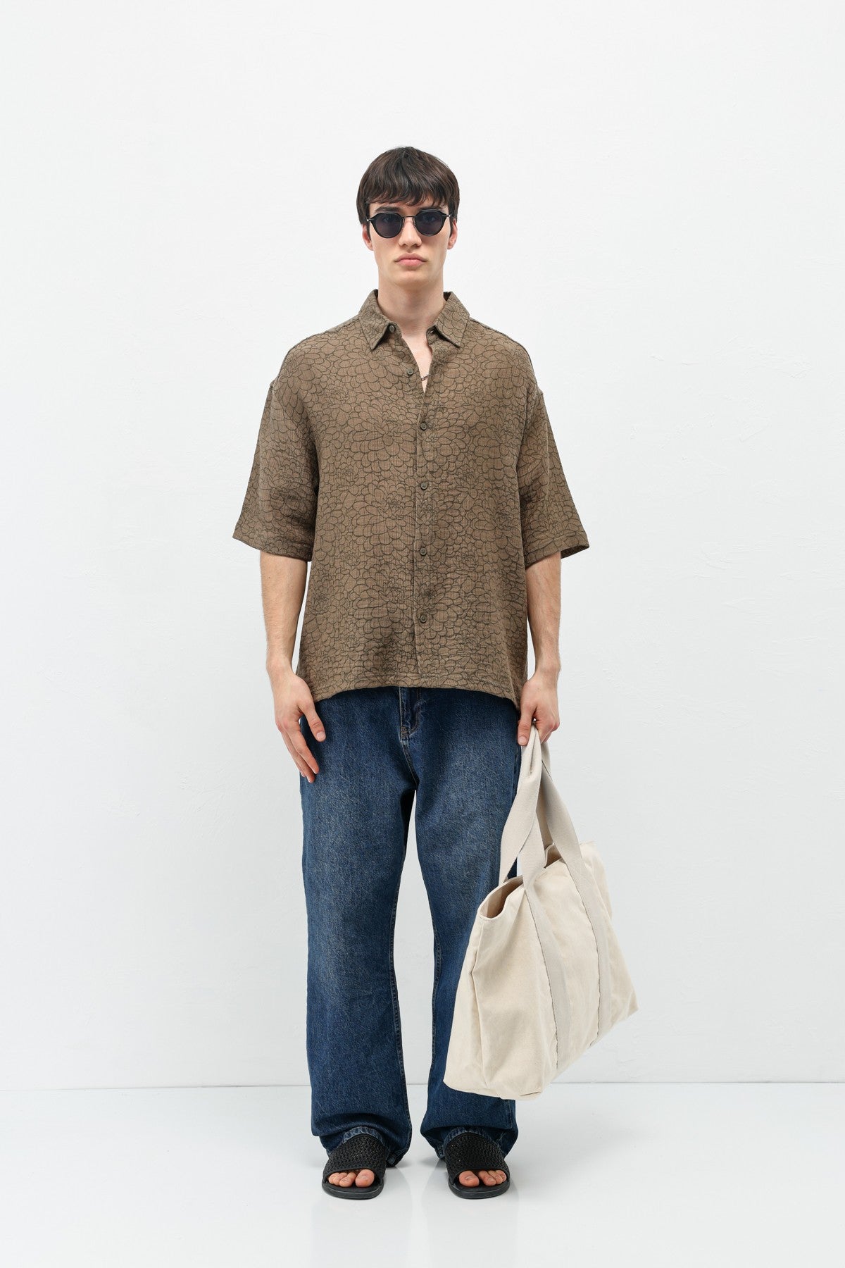 Oversized Patterned Short-Sleeve Shirt