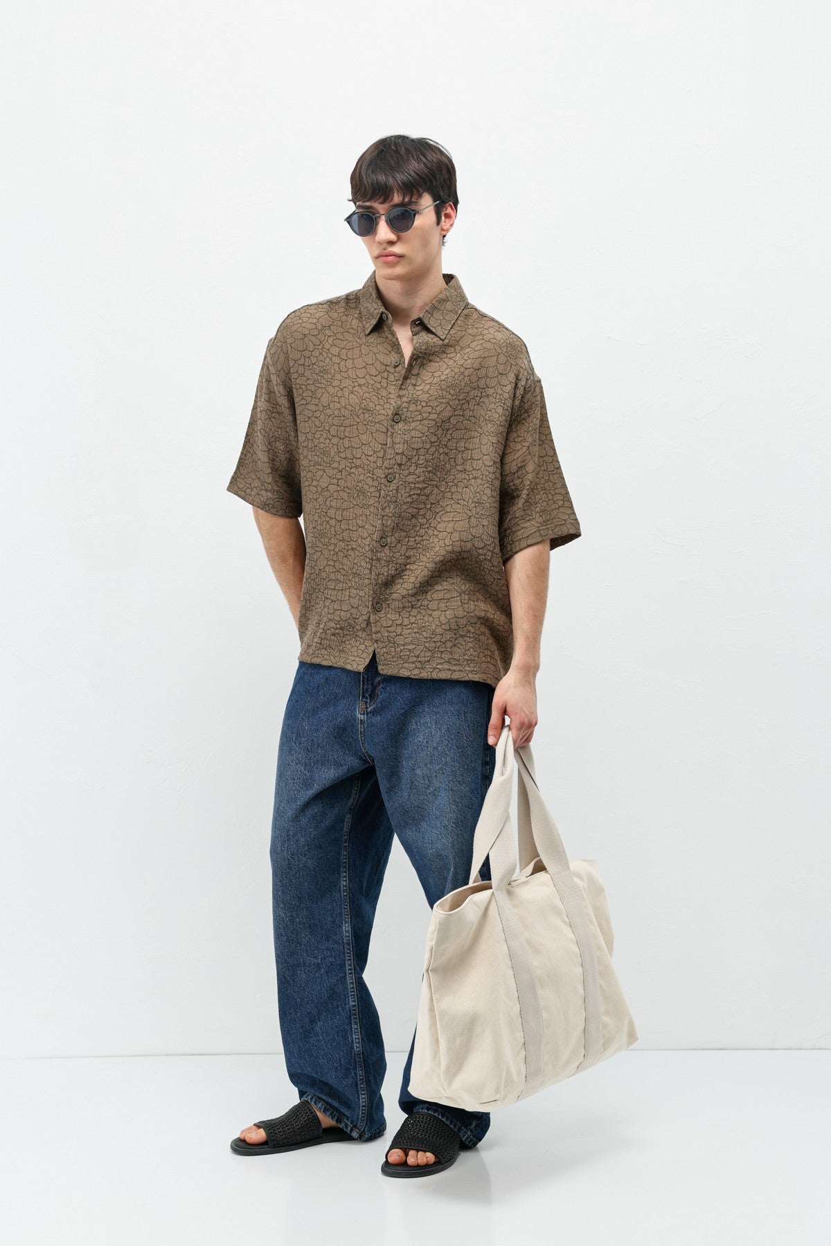 Oversized Patterned Short-Sleeve Shirt