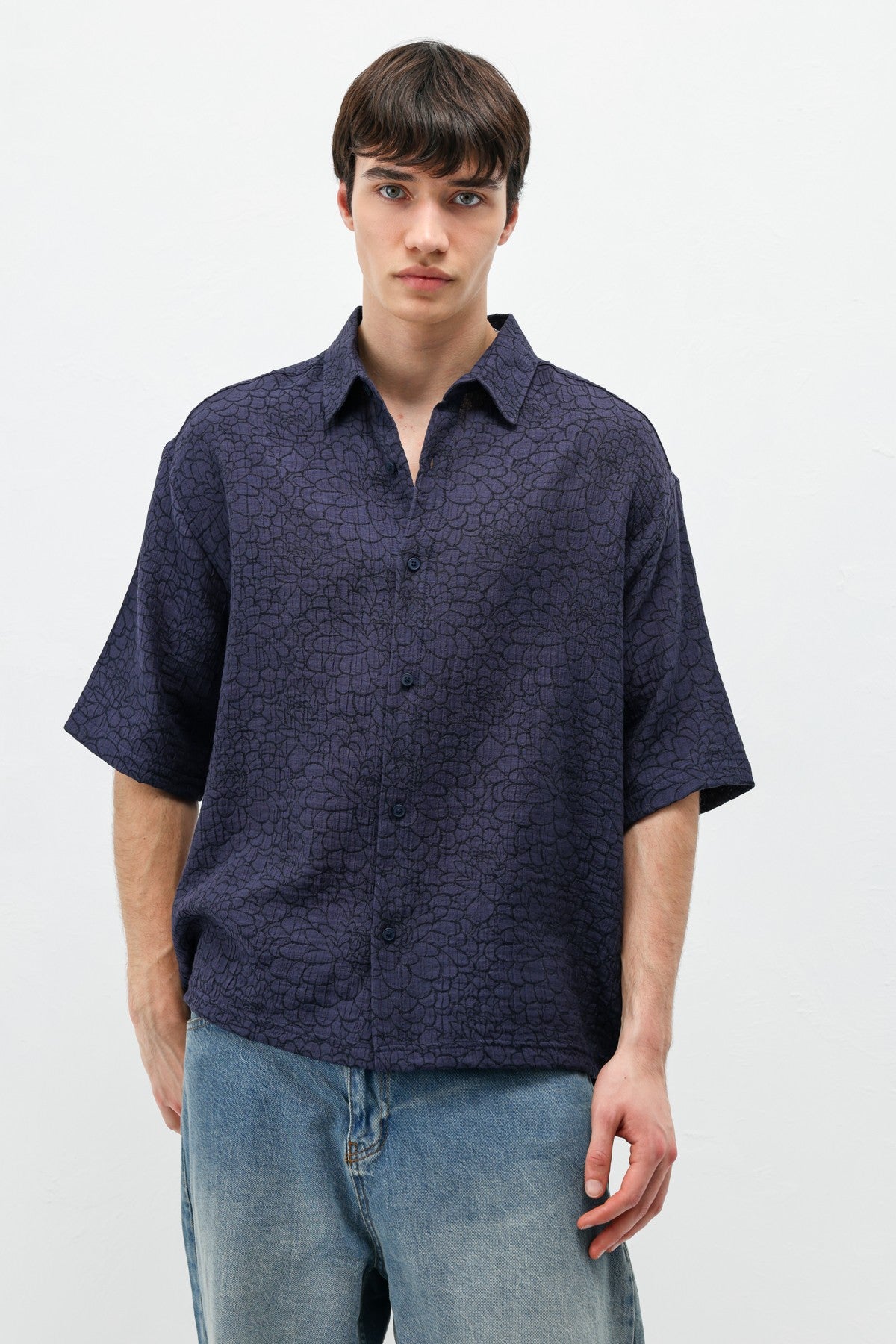 Oversized Patterned Short-Sleeve Shirt