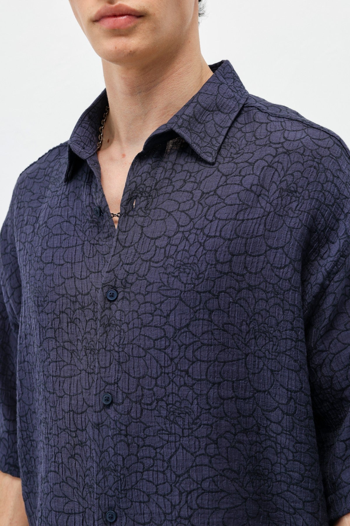 Oversized Patterned Short-Sleeve Shirt