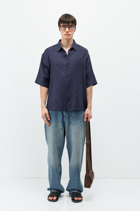 Oversized Patterned Short-Sleeve Shirt