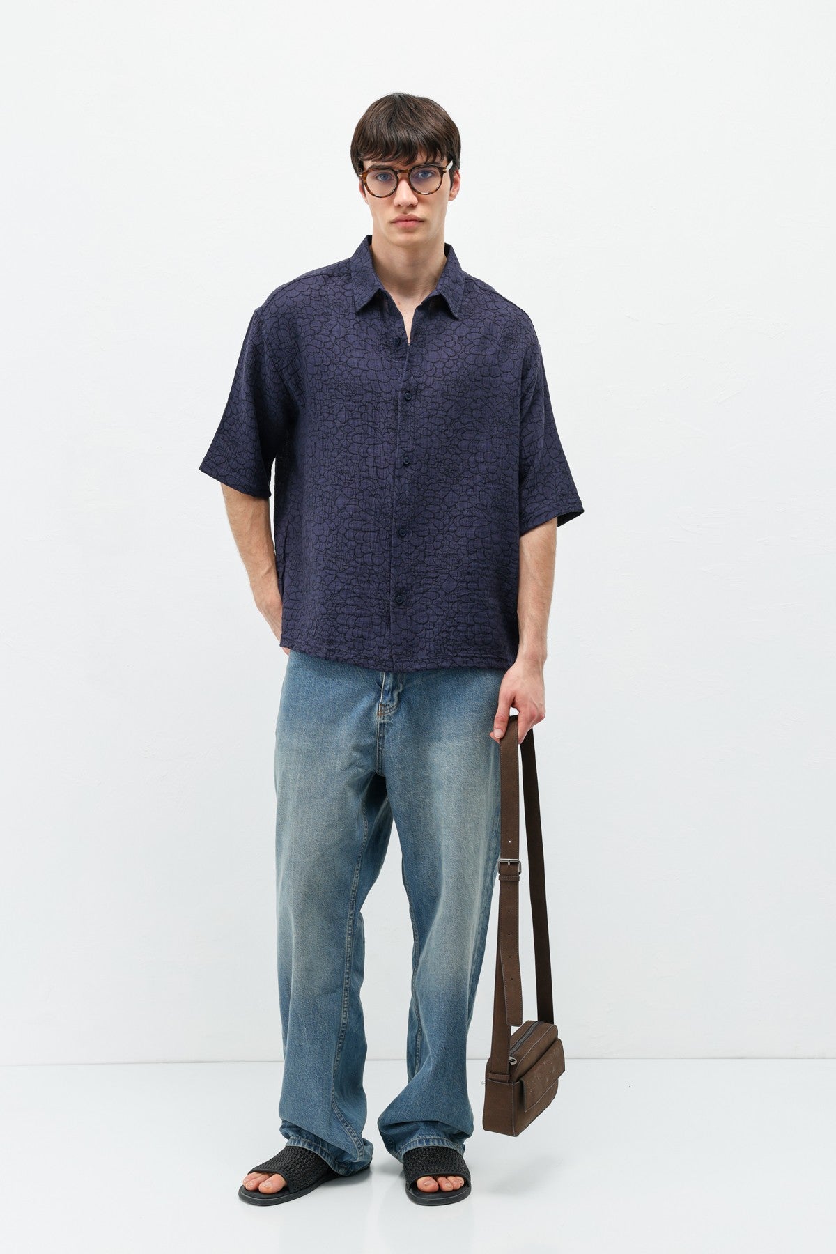 Oversized Patterned Short-Sleeve Shirt