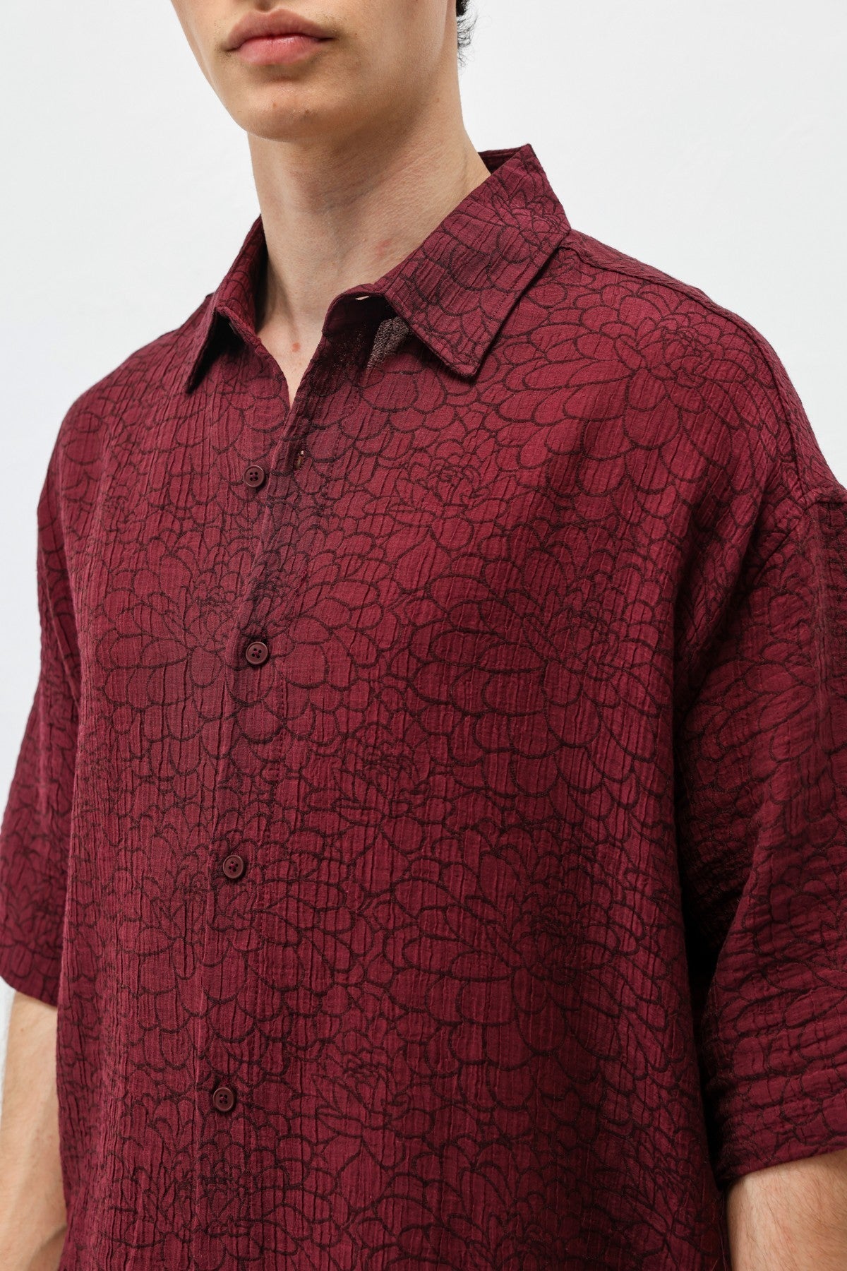 Oversized Patterned Short-Sleeve Shirt