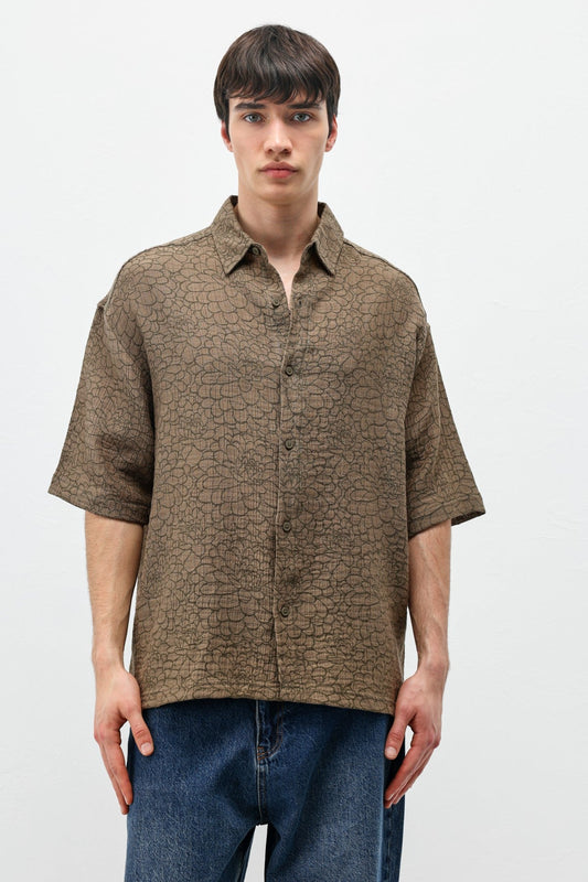 Oversized Patterned Short-Sleeve Shirt