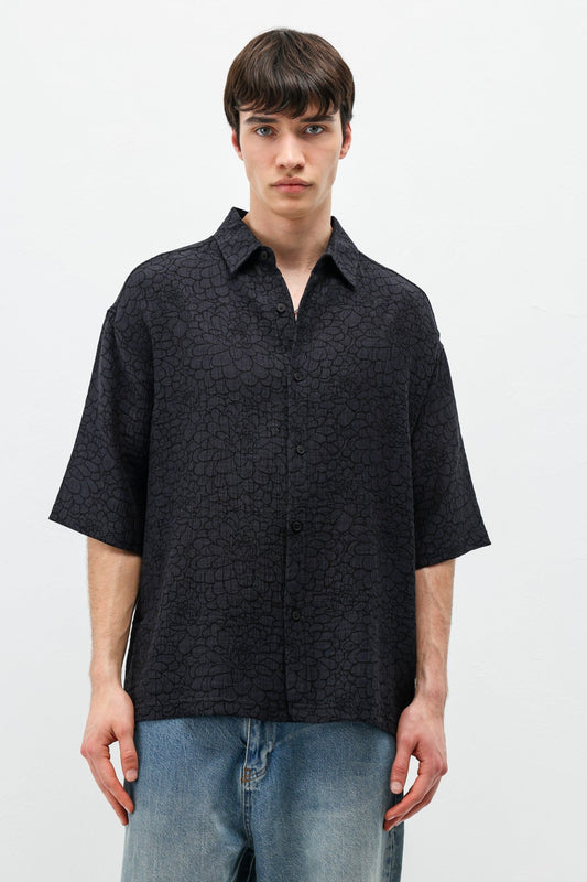 Oversized Patterned Short-Sleeve Shirt