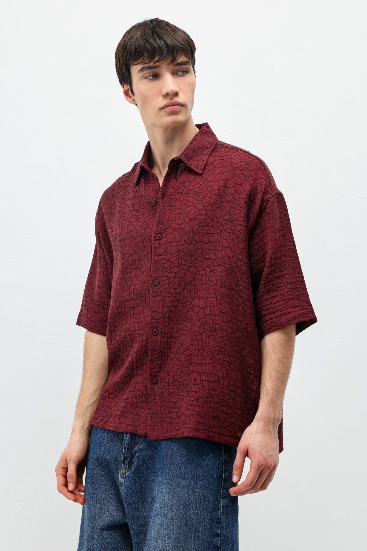 Oversized Patterned Short-Sleeve Shirt