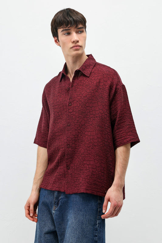 Oversized Patterned Short-Sleeve Shirt