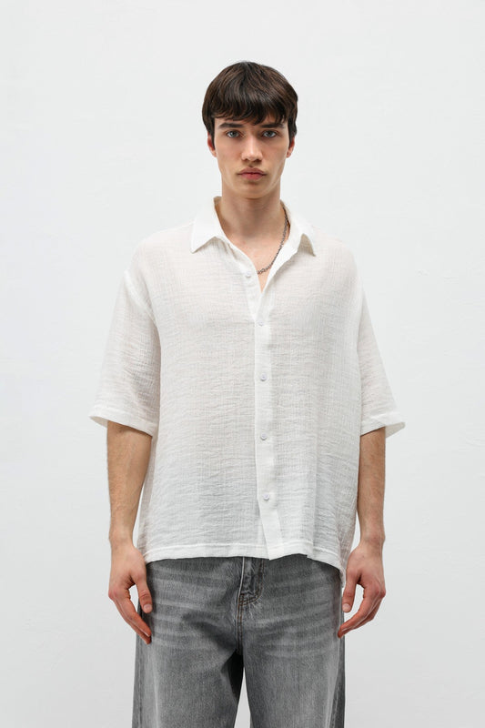 Oversized Patterned Short-Sleeve Shirt
