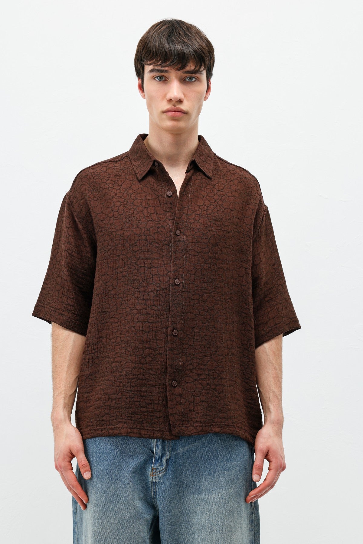 Oversized Patterned Short-Sleeve Shirt