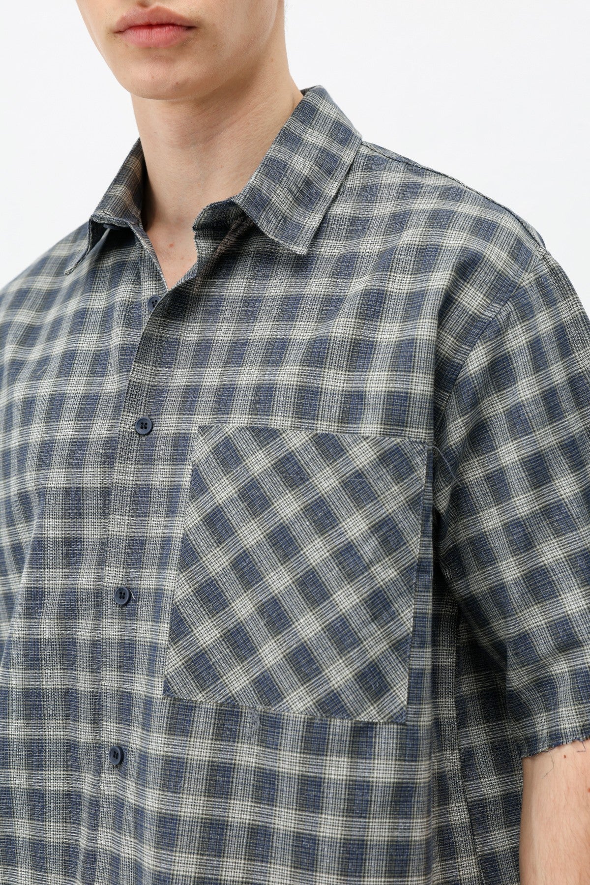Checkered Short-Sleeved Oversized Shirt