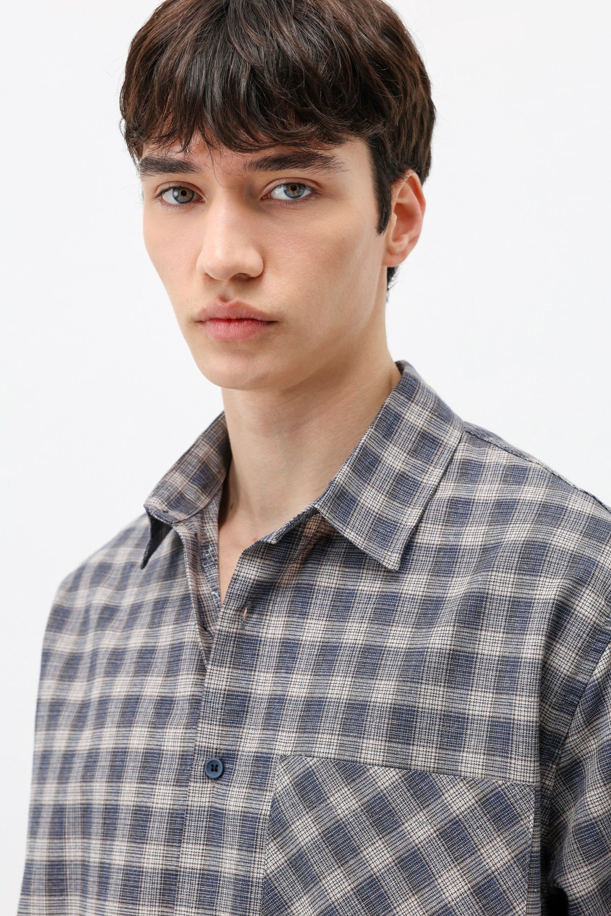 Checkered Short-Sleeved Oversized Shirt
