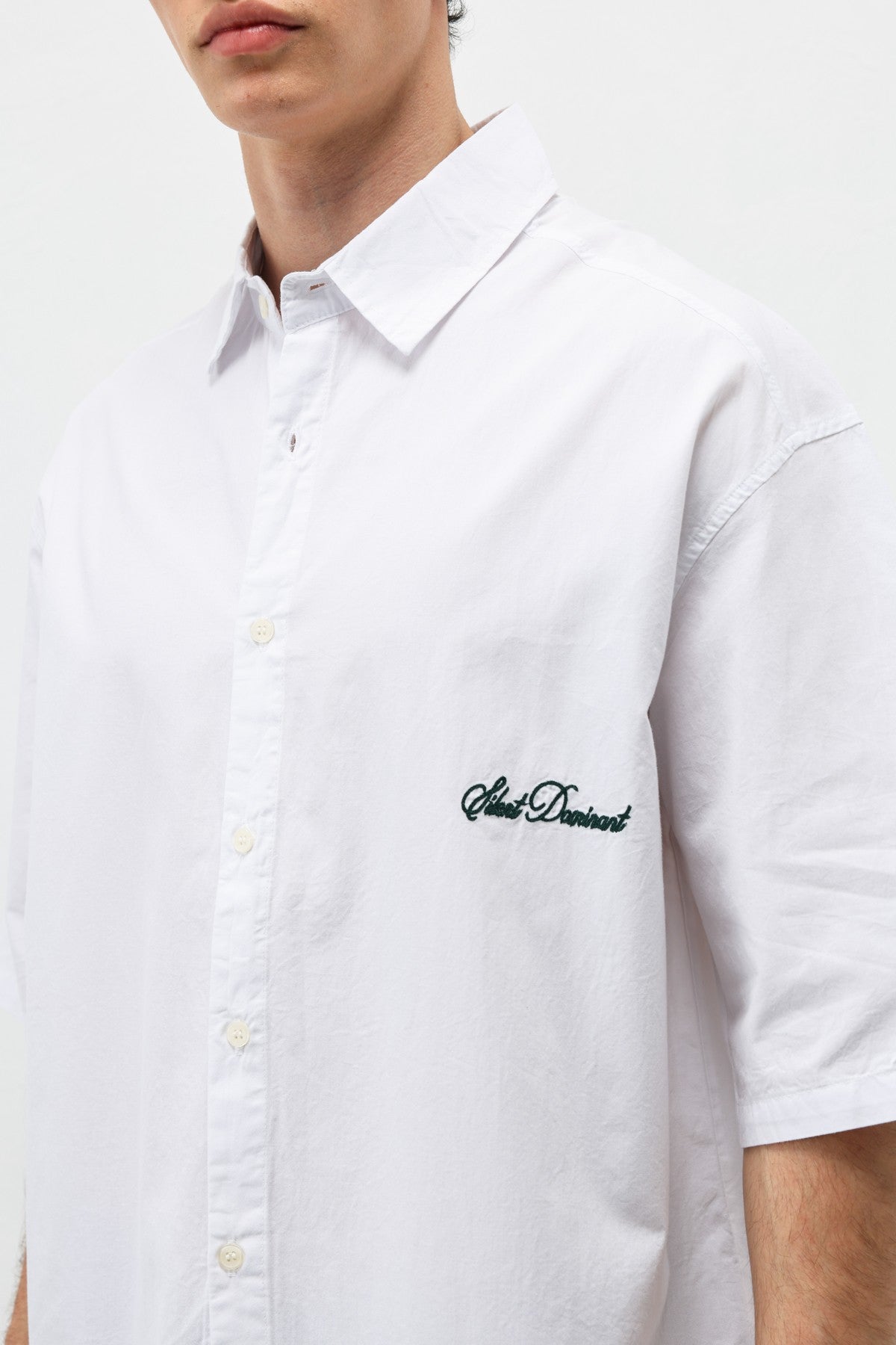 Oversized Short-Sleeve Shirt with Printed Text