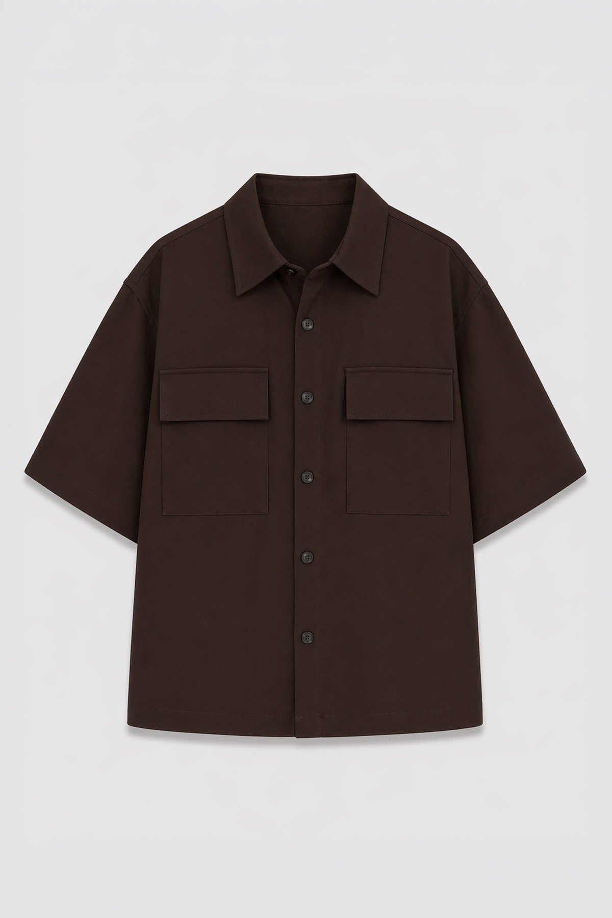Oversized Stretch-Fabric Shirt with Pockets