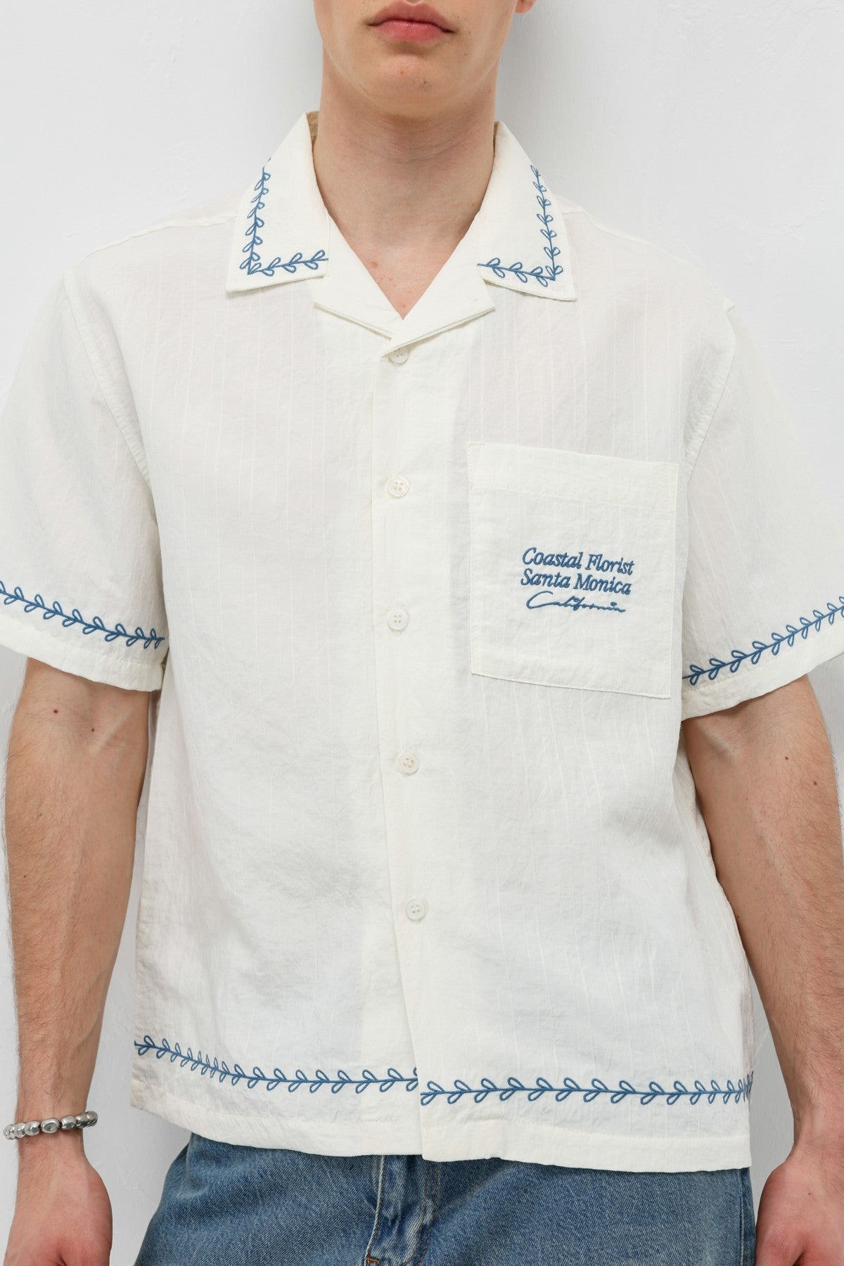 Oversized Linen Shirt with Printed Text