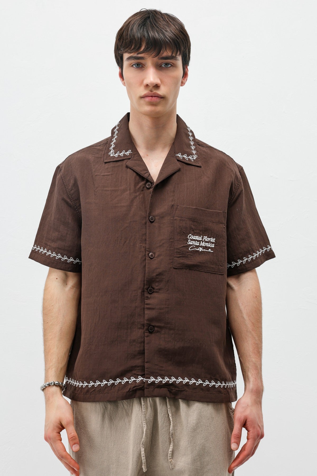 Oversized Linen Shirt with Printed Text