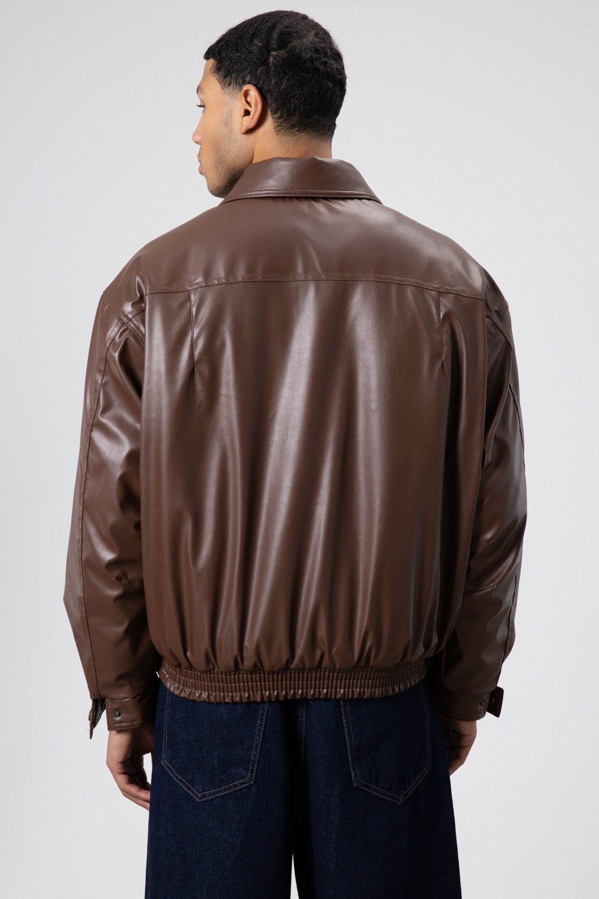 Basic Faux Leather Oversized Jacket