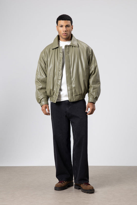 Basic Faux Leather Oversized Jacket
