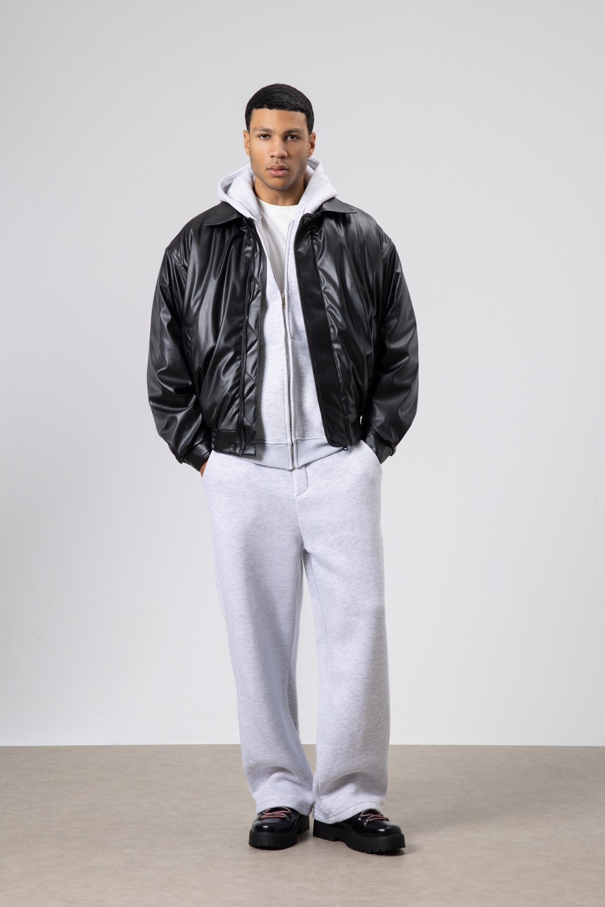 Basic Faux Leather Oversized Jacket