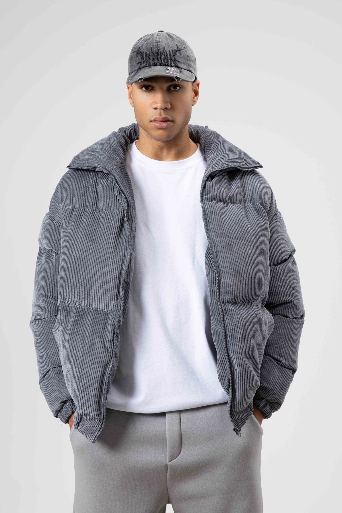 Oversized Velvet Puffer Jacket