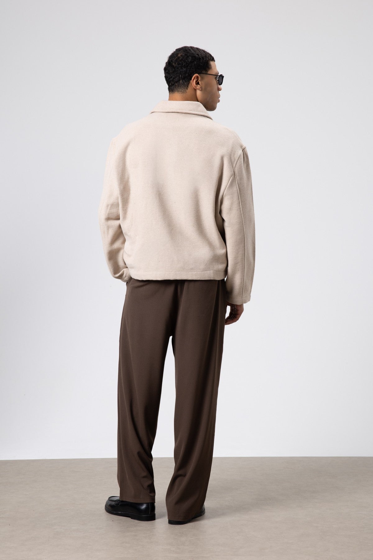 Oversized Zipper-Front Wool Coat