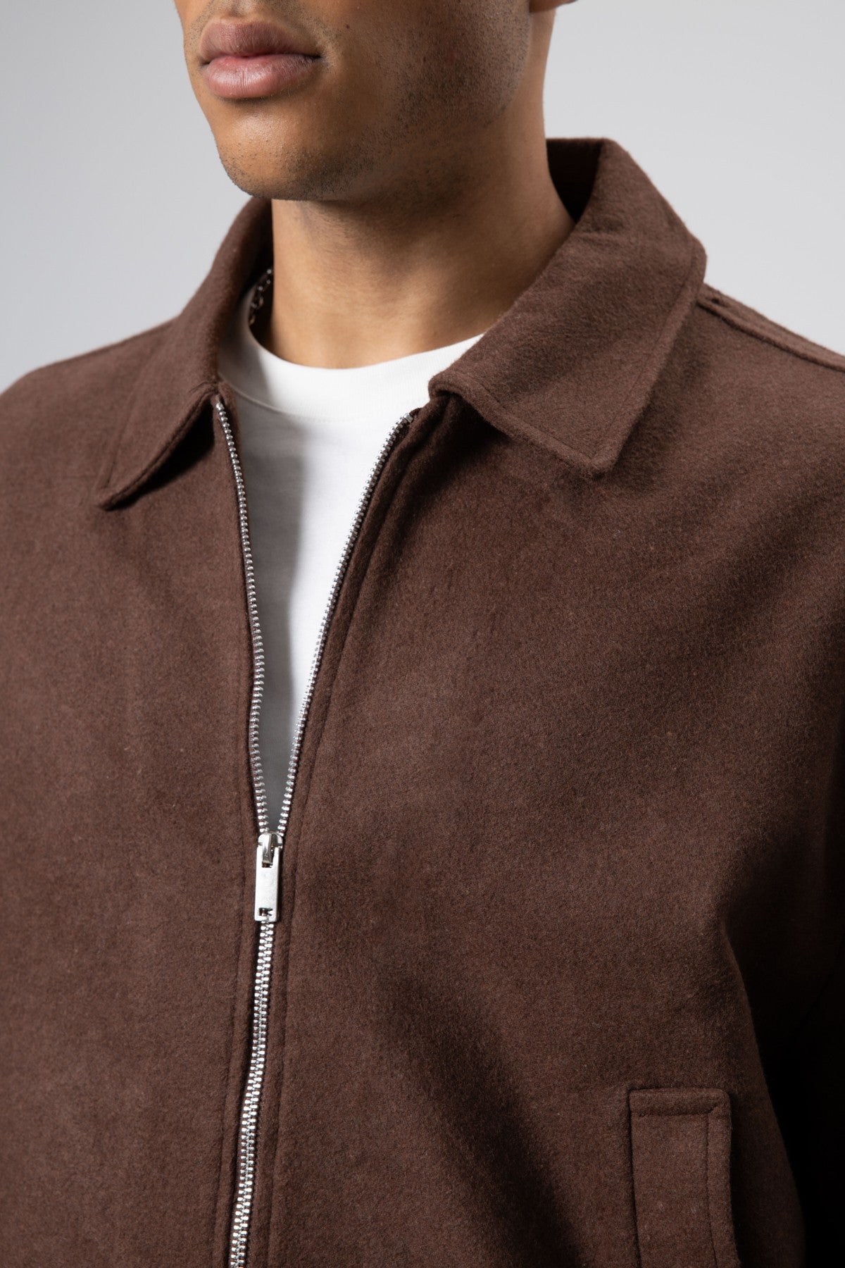 Oversized Zipper-Front Wool Coat