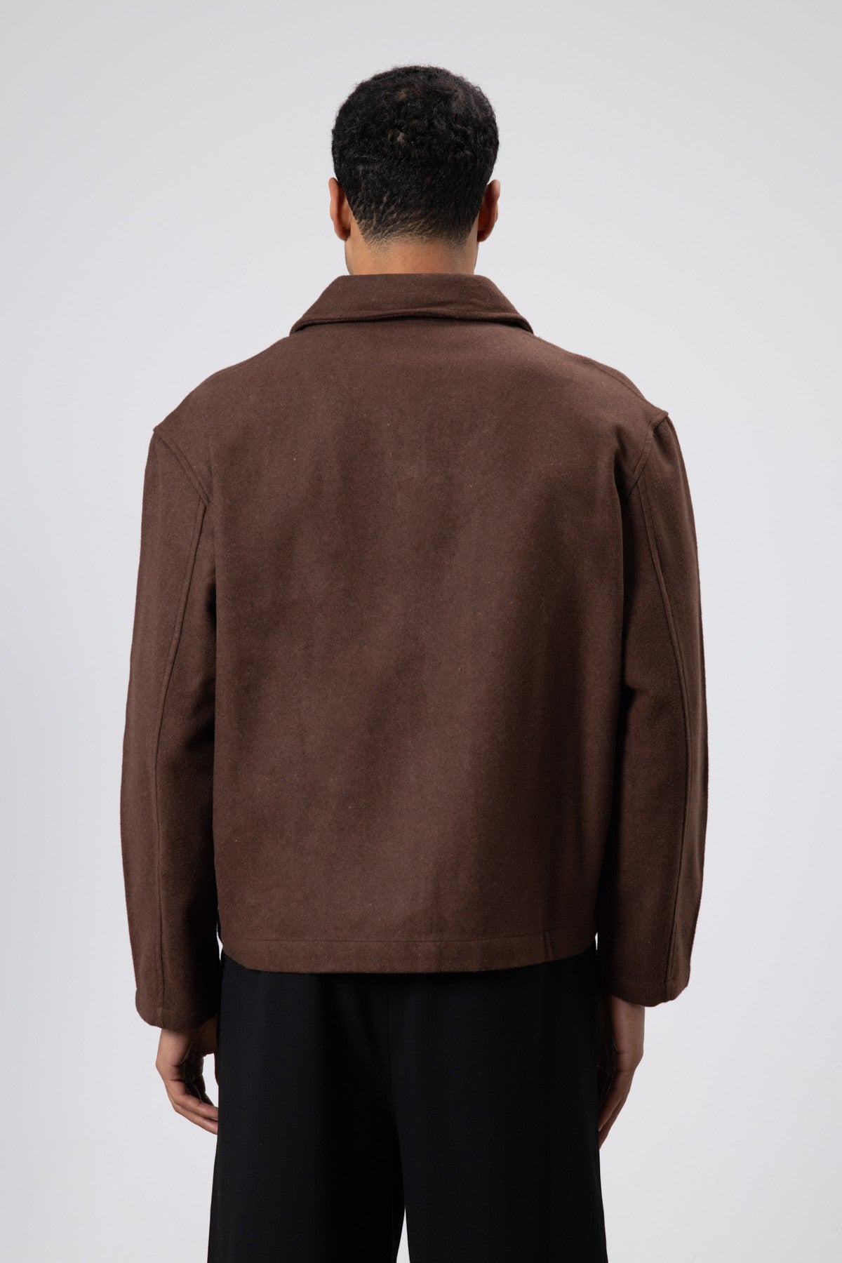 Oversized Zipper-Front Wool Coat
