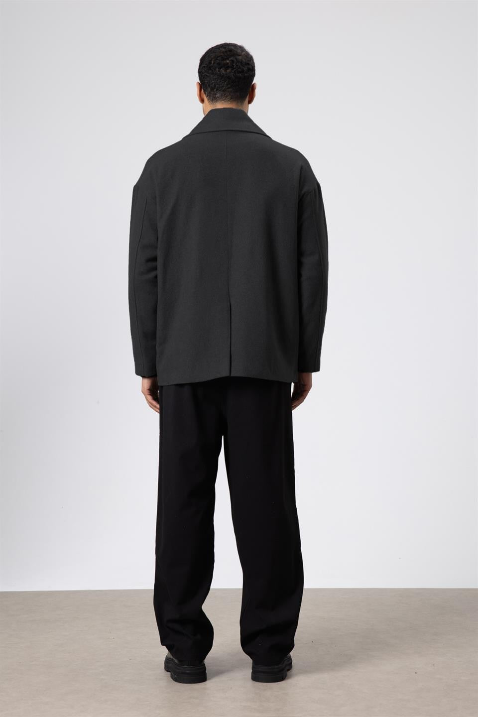 Oversized Double-Breasted Short Napped Wool Jacket