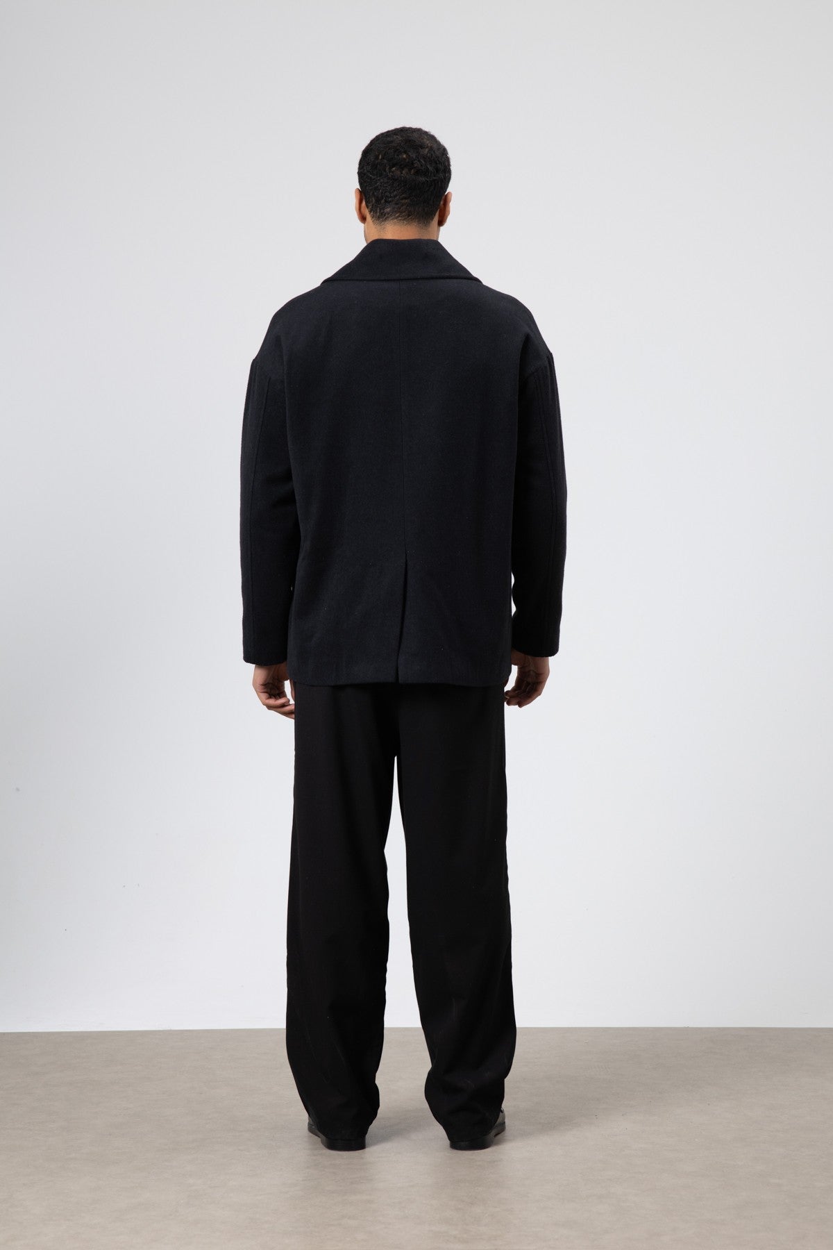 Oversized Double-Breasted Short Napped Wool Jacket