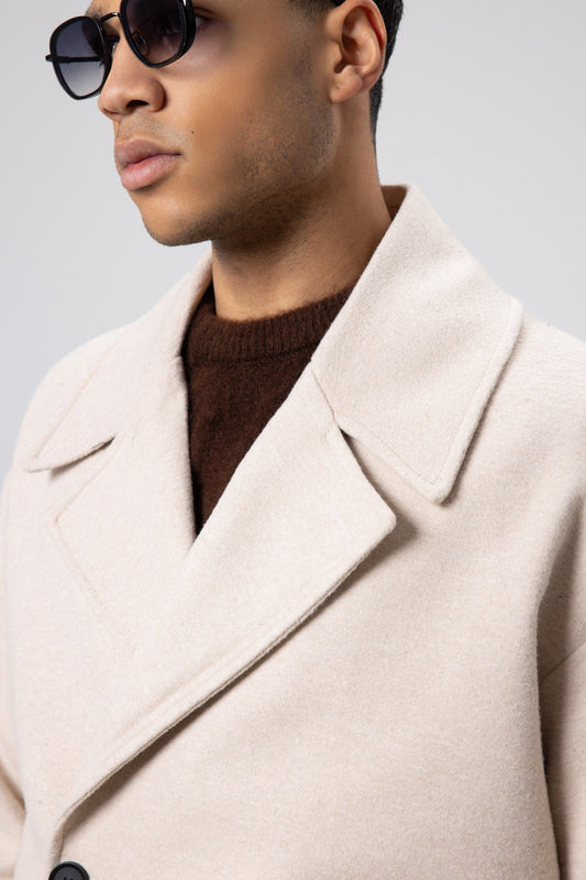 Oversized Double-Breasted Short Napped Wool Jacket