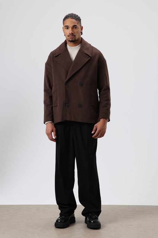 Oversized Double-Breasted Short Napped Wool Jacket