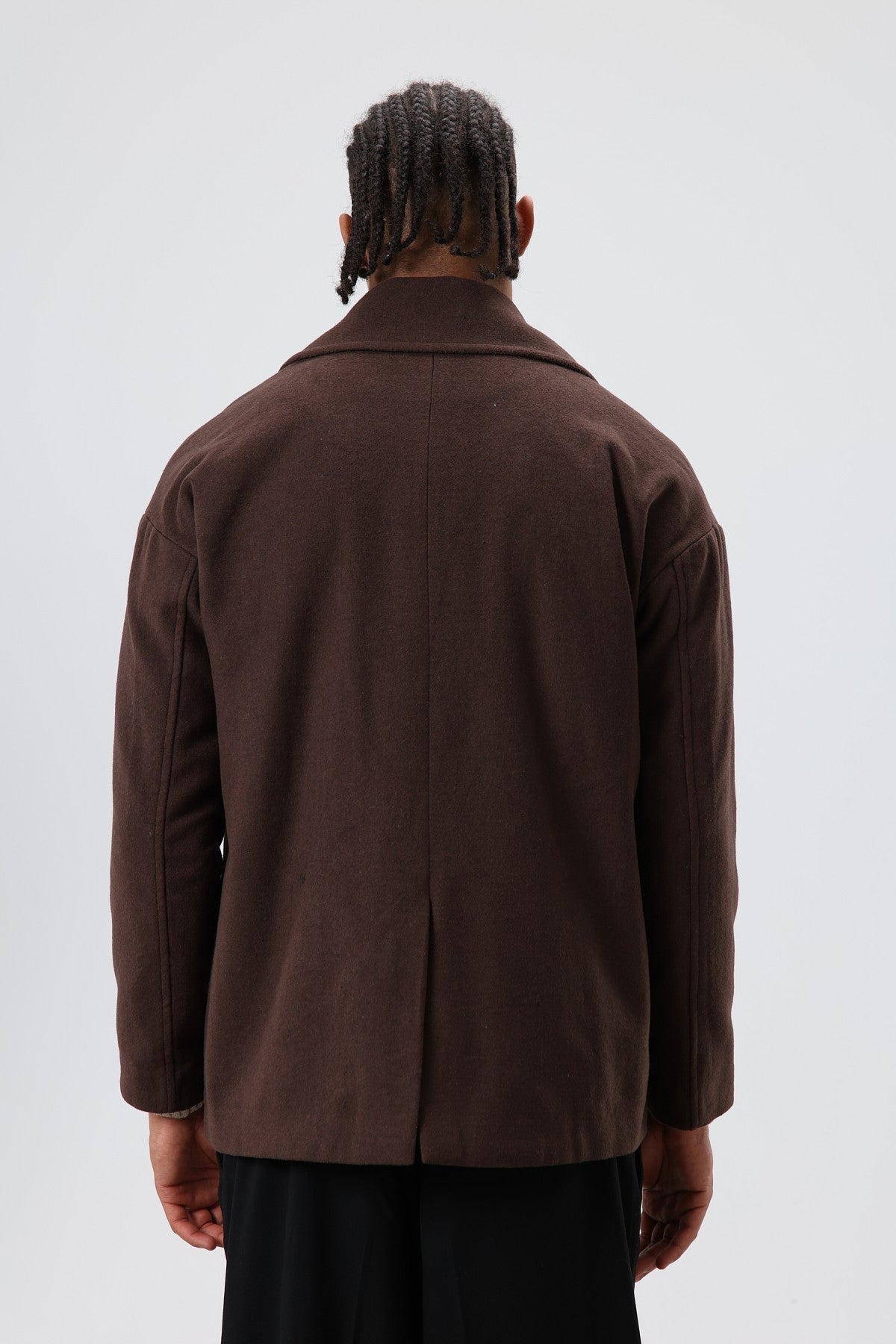 Oversized Double-Breasted Short Napped Wool Jacket