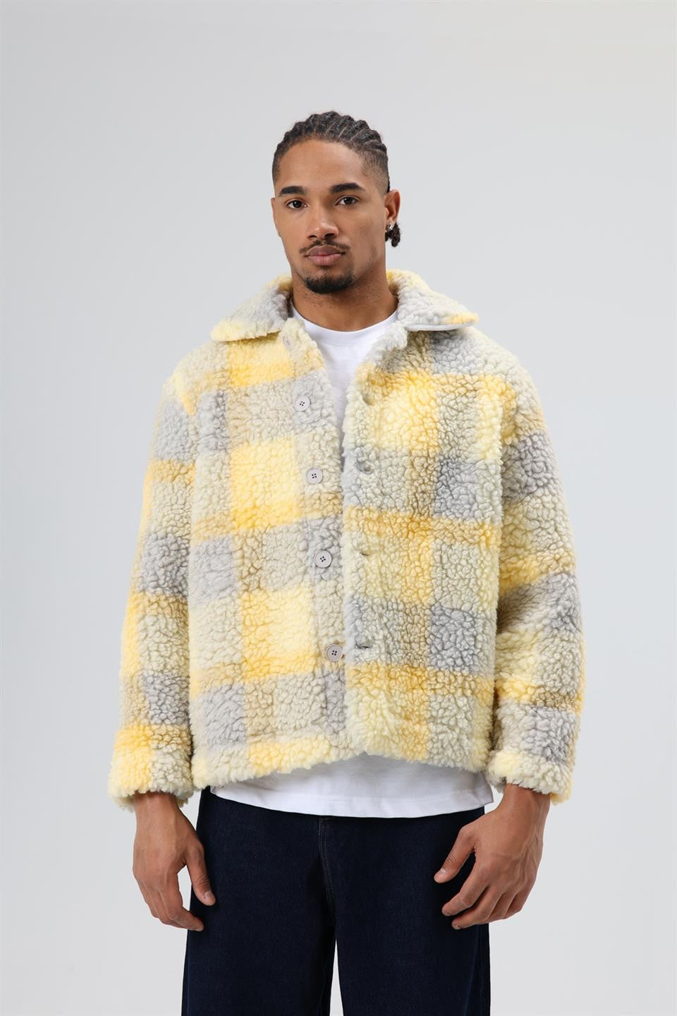 Oversized Plush Checkered Jacket