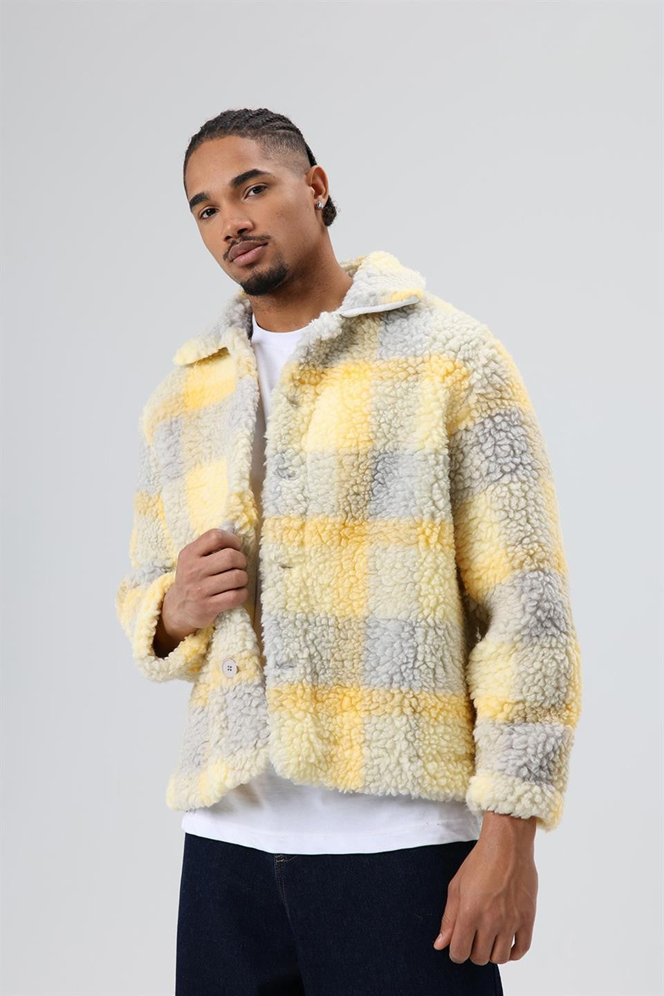 Oversized Plush Checkered Jacket