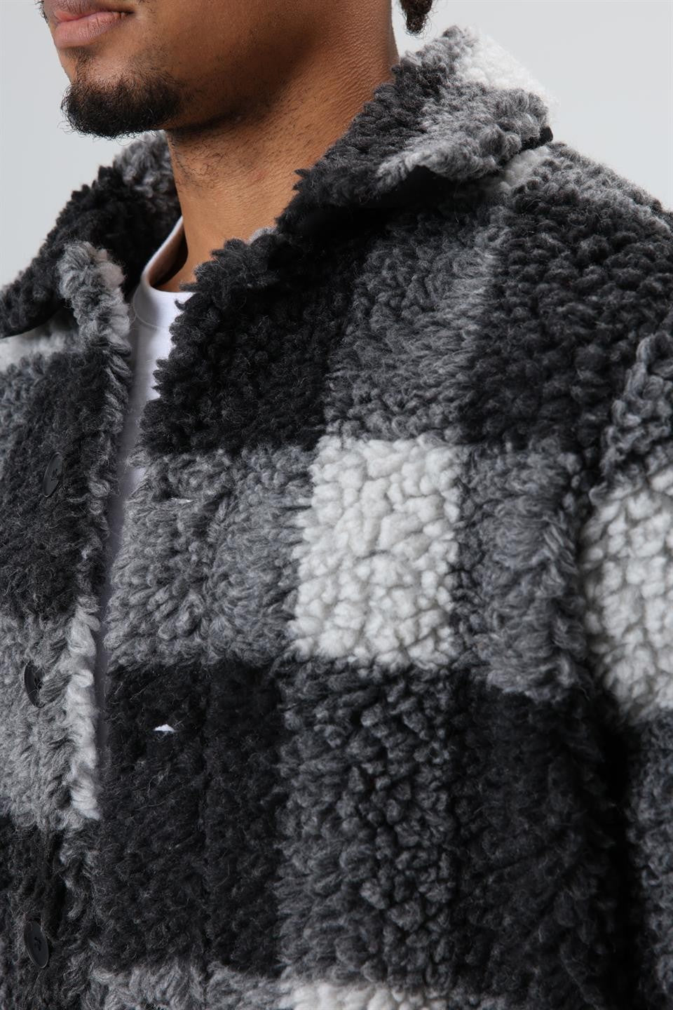 Oversized Plush Checkered Jacket