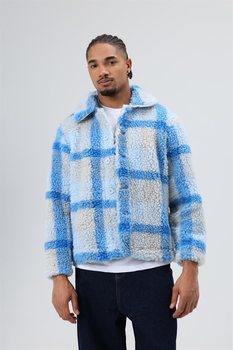 Oversized Plush Checkered Jacket