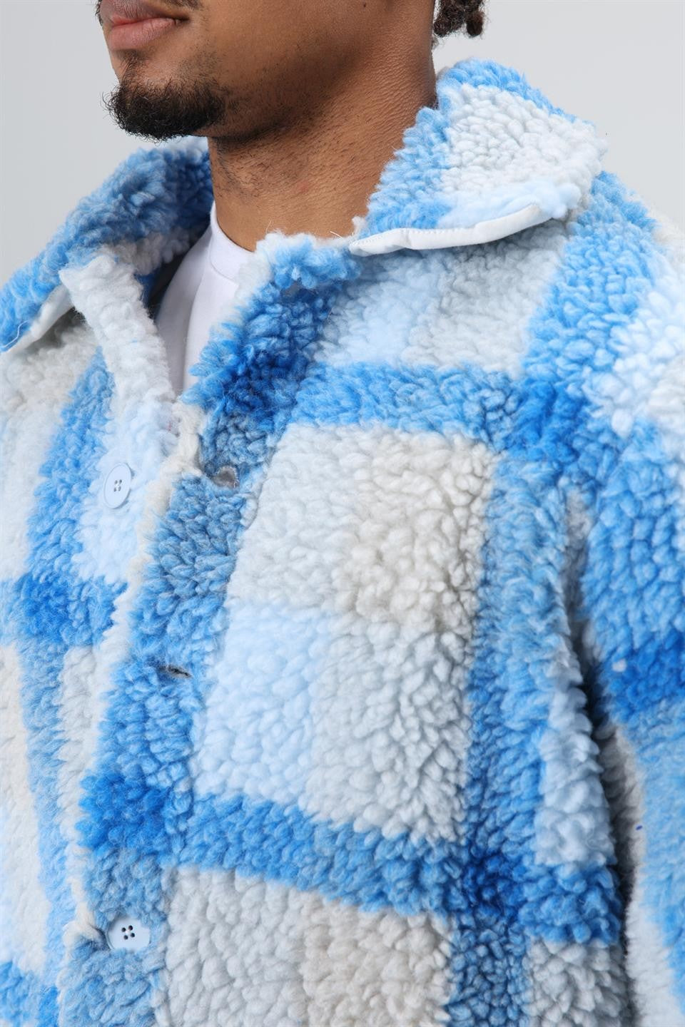 Oversized Plush Checkered Jacket