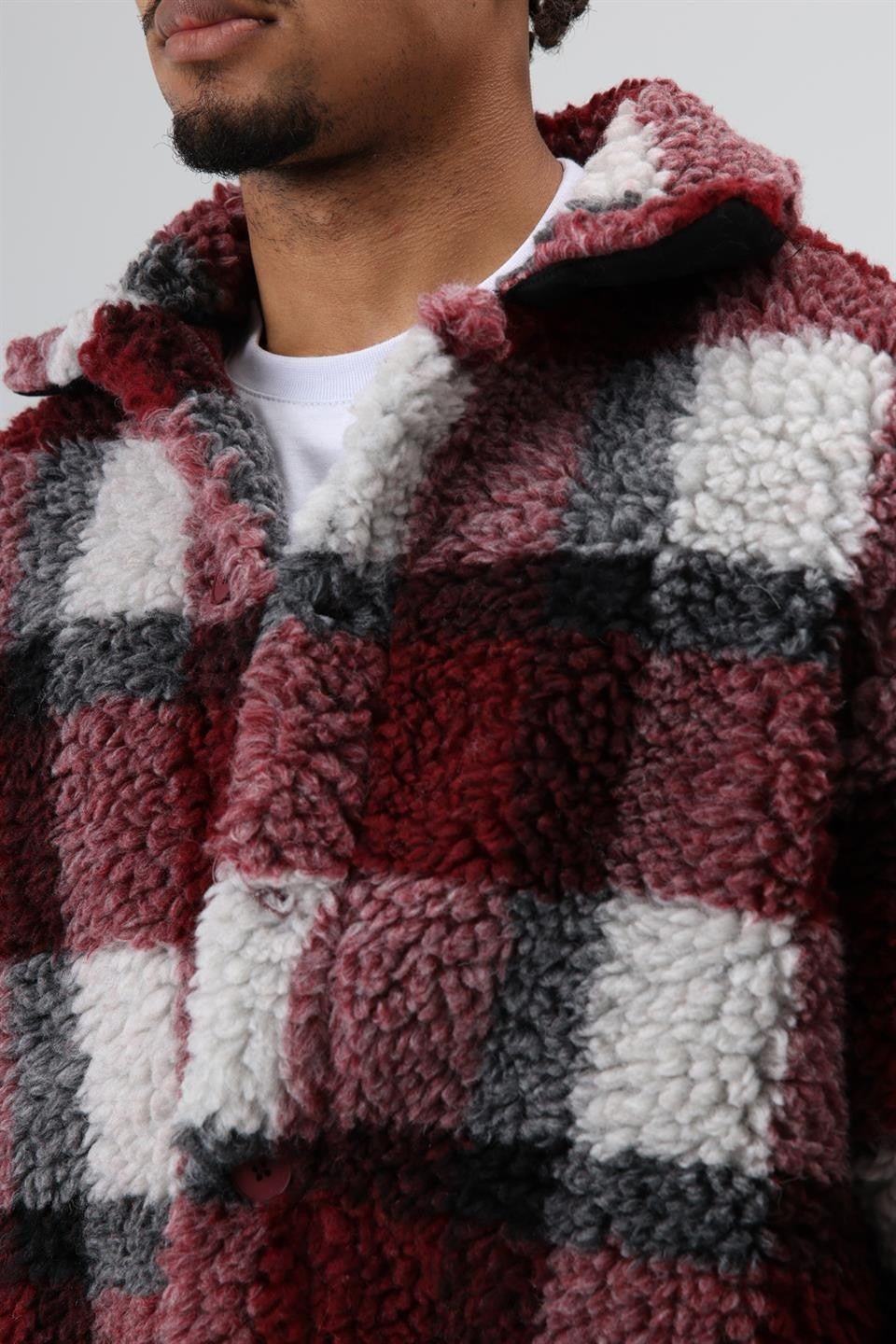 Oversized Plush Checkered Jacket