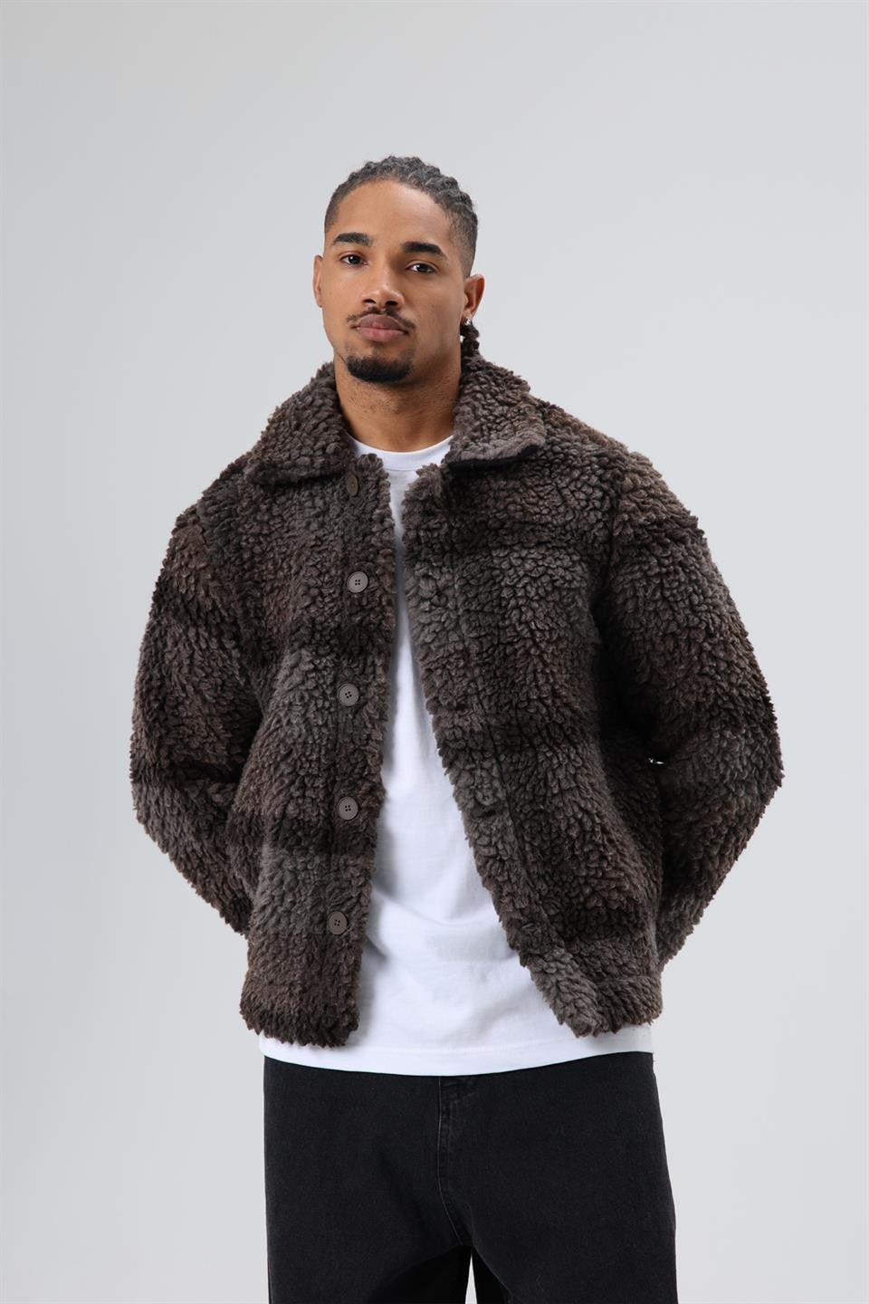 Oversized Plush Checkered Jacket