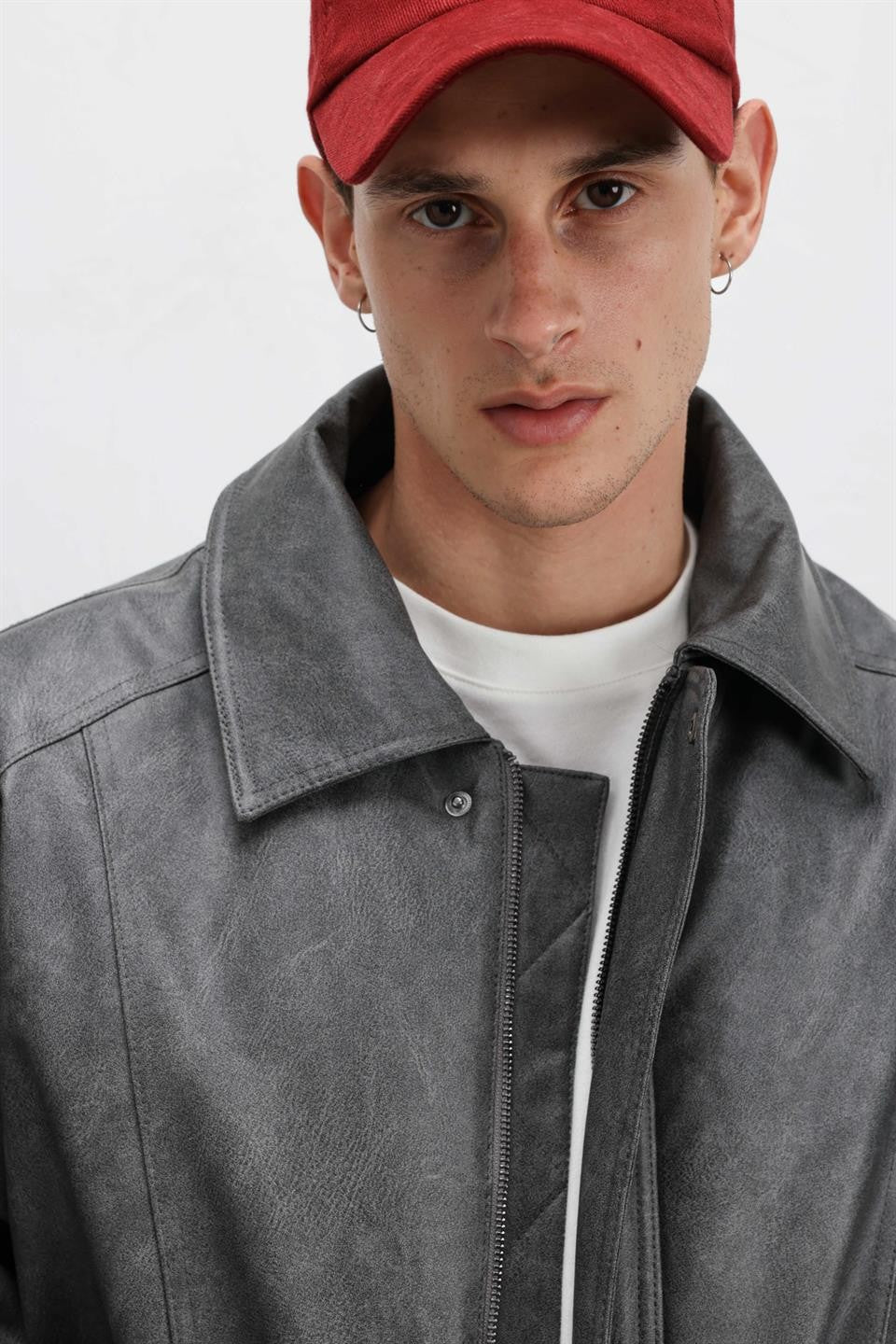 Oversized Leather Bomber Jacket