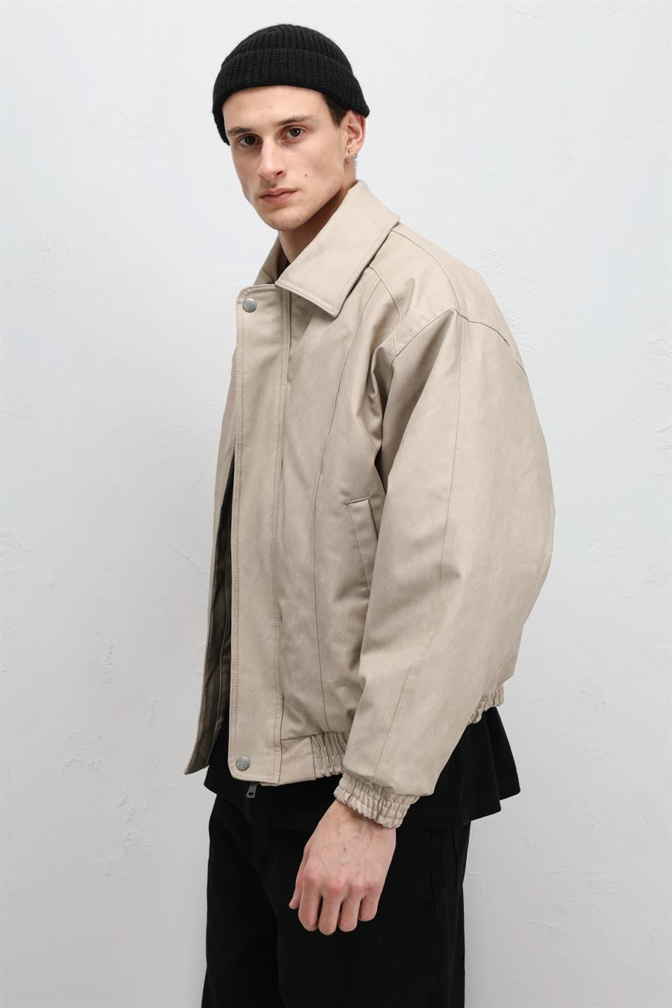 Oversized Leather Bomber Jacket