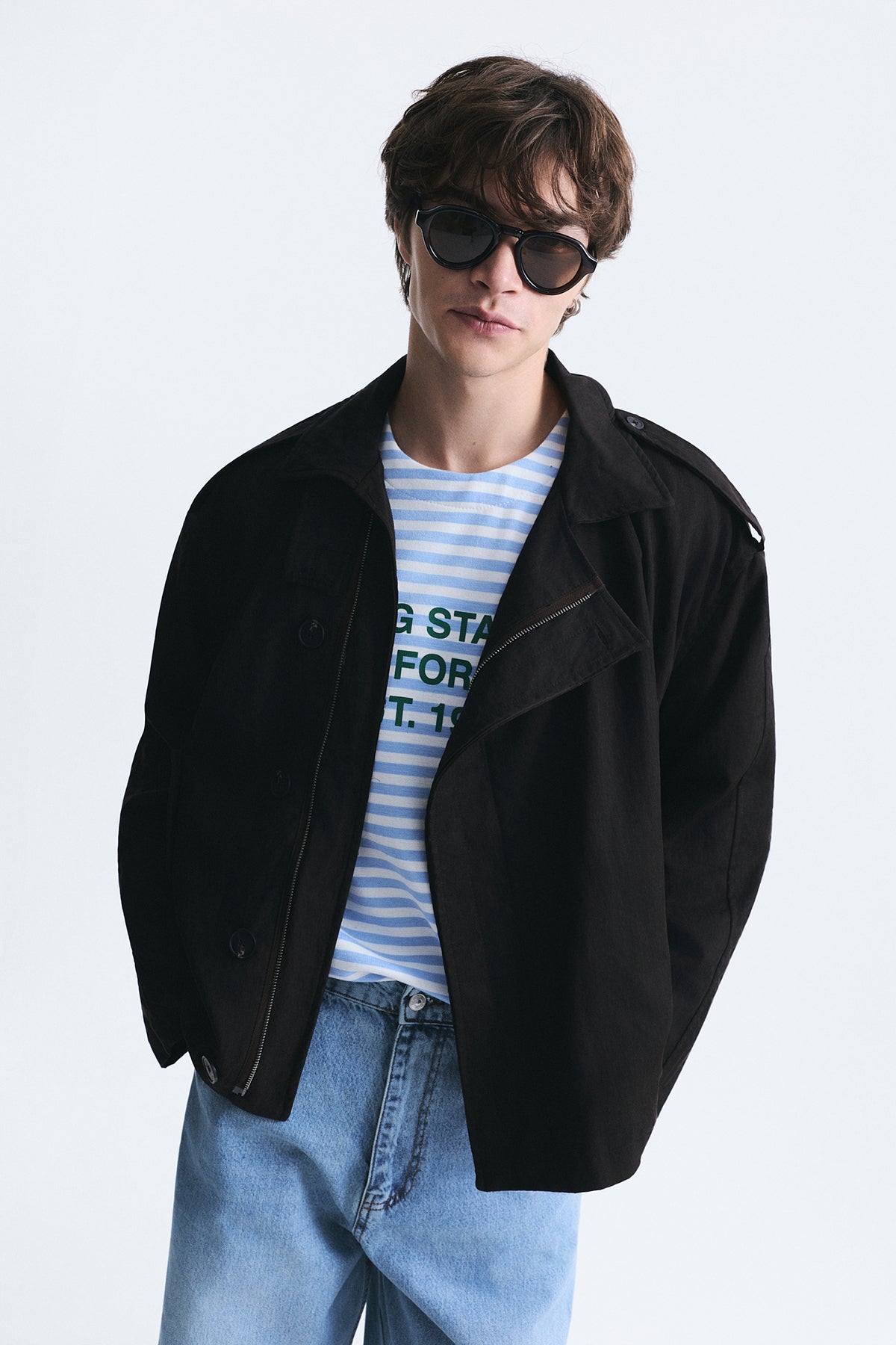 Oversized Button-Up Stand-Up Collar Coat