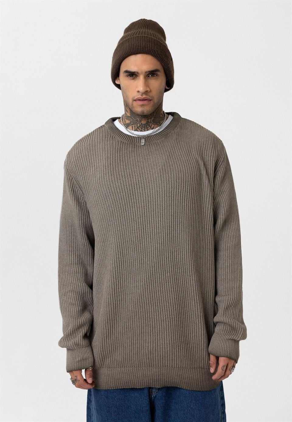 Oversized Washed Knit Sweater